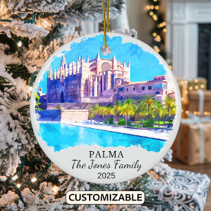 Personalised Palma Ornament, Mallorca Gift Ceramic Tree Decoration