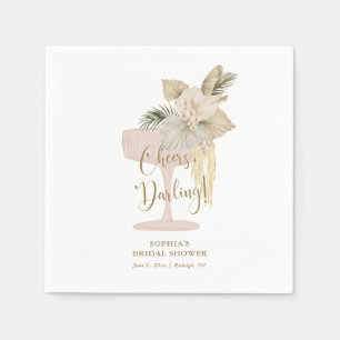 Personalised Palms and Prosecco Bridal Shower Napkin