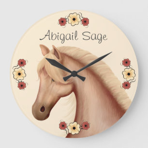 Personalised Palomino and Flowers Horse Wall Clock