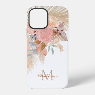 Personalised Pampas Grass Blush Pink Floral iPhone 12 Case