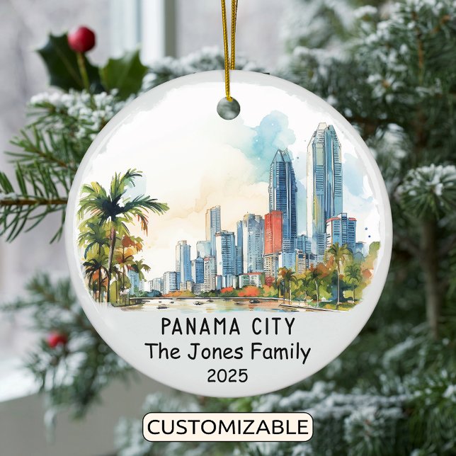 Personalised Panama City Ornament, Panama Ceramic Tree Decoration (Creator Uploaded)