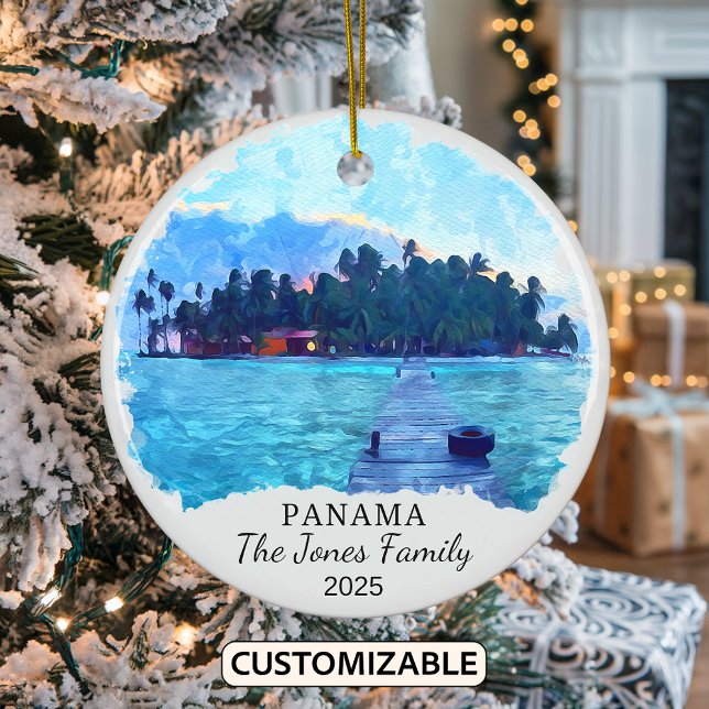 Personalised Panama Ornament, Central America Ceramic Tree Decoration (Creator Uploaded)