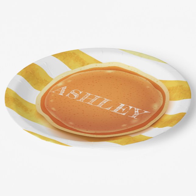 Personalised Pancake and Pyjamas Birthday Paper Plate (Angled)