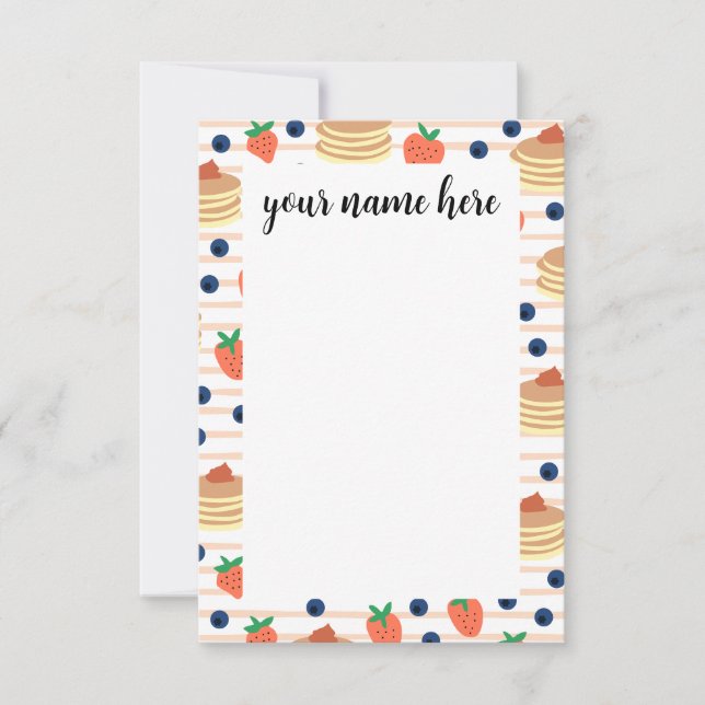 Personalised Pancakes and Berries Notecards (Front)