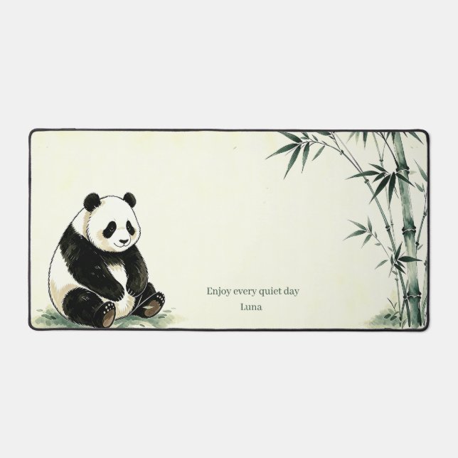 Personalised Panda Bamboo Desk Mat school (Front)