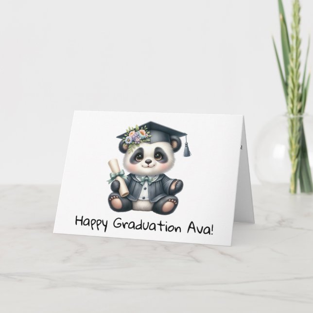 Personalised Panda Bear Kindergarten Graduation  Card (Front)