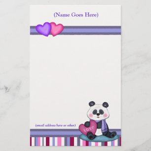 Personalised Panda Bear & Stripe Stationery