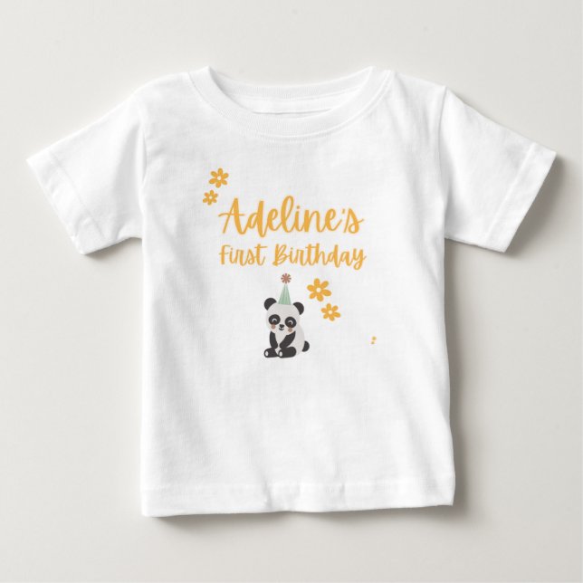Personalised Panda First Birthday T-Shirt (Front)