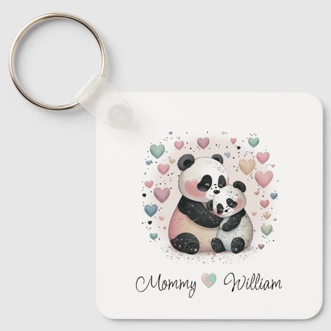 Personalised Panda Love Baby Keychain (Front)