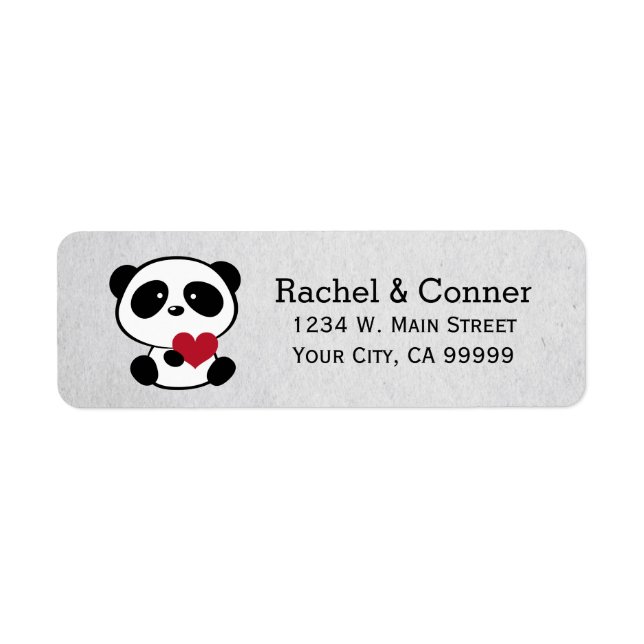 Personalised Panda Love Wedding Address Labels (Front)