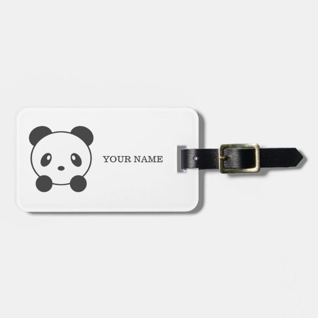 Personalised panda luggage tag (Front Horizontal)