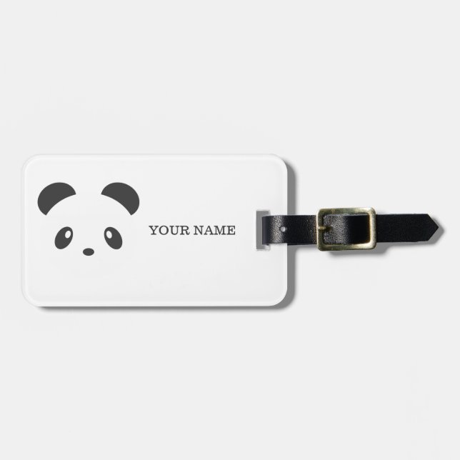 Personalised panda luggage tag (Front Horizontal)