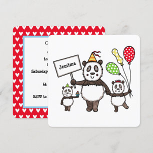 Personalised Panda Party Kid's Birthday Invitation