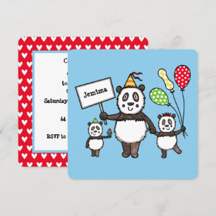 Personalised Panda Party Kid's Birthday Invitation