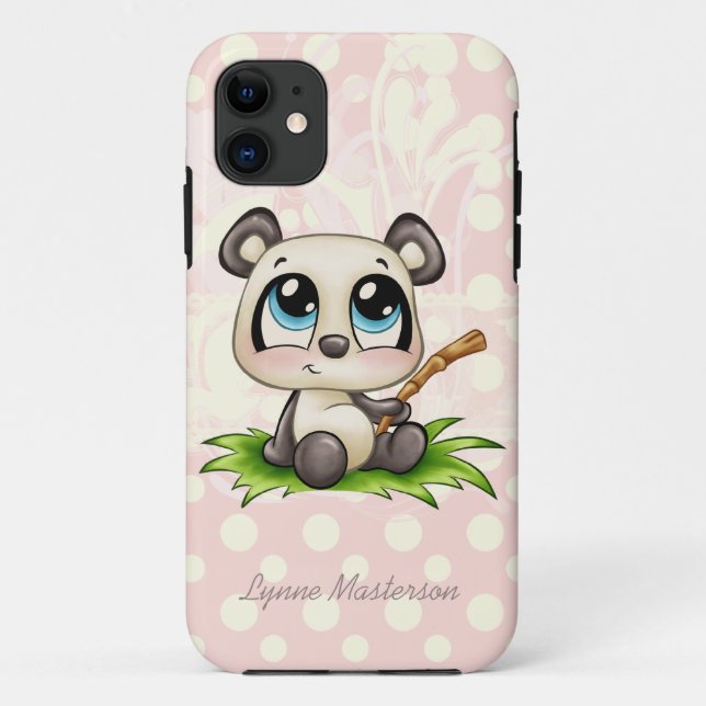 Personalised panda pink polkadots iphone 5 case (Back)