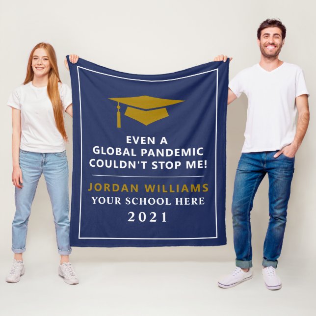 Personalised Pandemic - Graduate Class of 2021 Fleece Blanket (In Situ)
