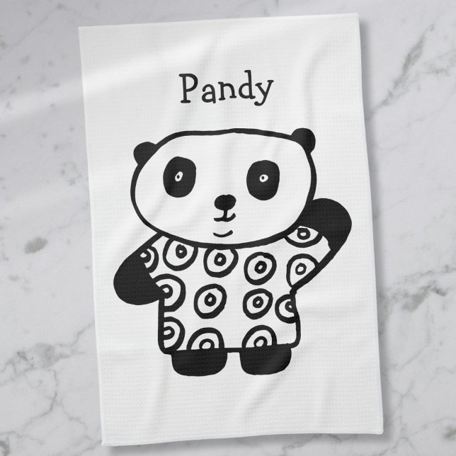 Personalised Pandy The Panda Cute Tea Towel (Personalized Pandy The Panda Cute Towel)