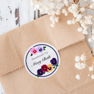 Personalised Pansies Floral Handmade Label