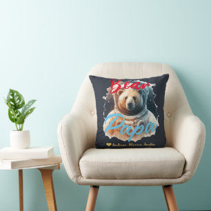 Personalised Papa Bear Simple chic Names Astronaut Cushion