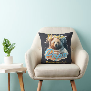 Personalised Papa Bear Simple chic Names Astronaut Cushion