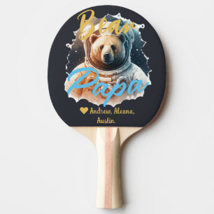 Personalised Papa Bear Simple chic Names Astronaut Ping Pong Paddle