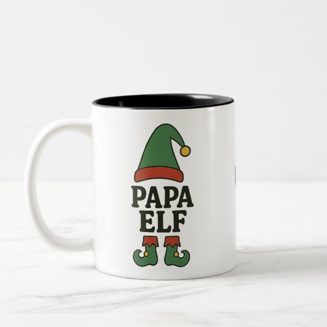 Personalised Papa Elf Mug – Custom Christmas Gift  (Left)