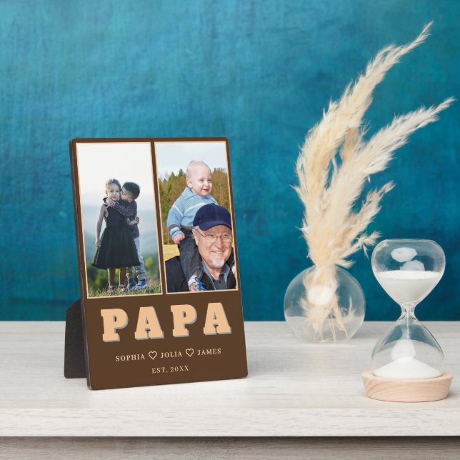 Personalised Papa Plaque – Grandkids Names & Photo (Side)