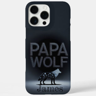 Personalised Papa Wolf Nature Silhouette iPhone 16 Pro Max Case