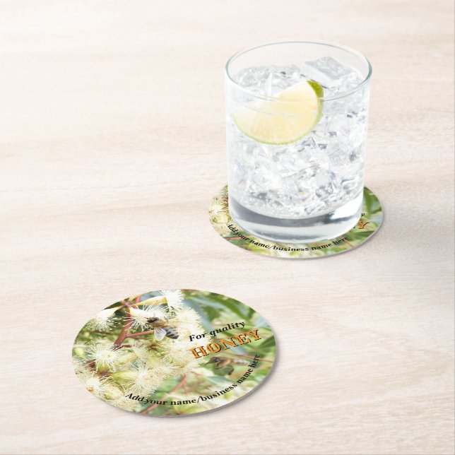 PERSONALISED PAPER COATERS FOR BEEKEEPER APIARIST ROUND PAPER COASTER (Insitu)
