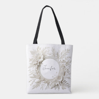 personalised paper flower frame tote bag