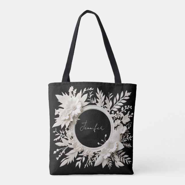 personalised paper flower frame tote bag  (Back)