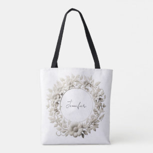personalised paper flower frame tote bag 