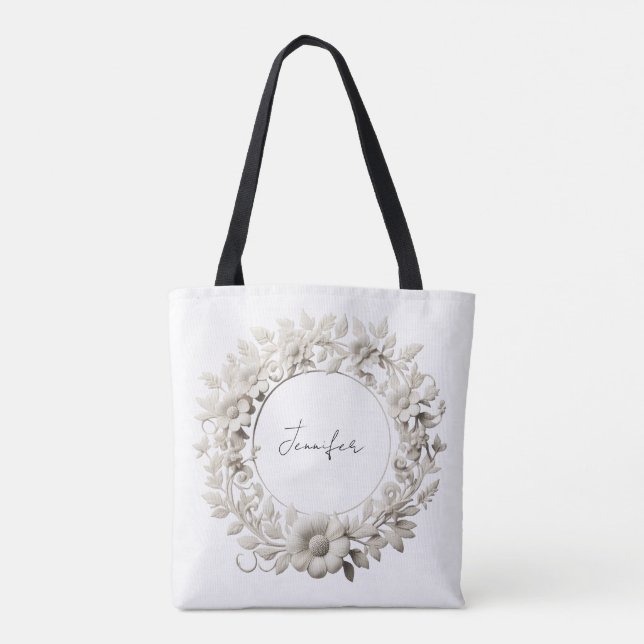 personalised paper flower frame tote bag  (Back)