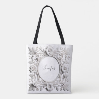 personalised paper flower frame tote bag