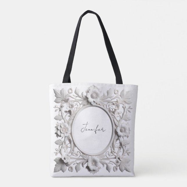personalised paper flower frame tote bag  (Back)