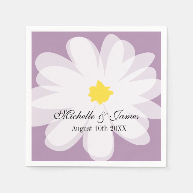 Personalised paper wedding napkins with flower (Front)