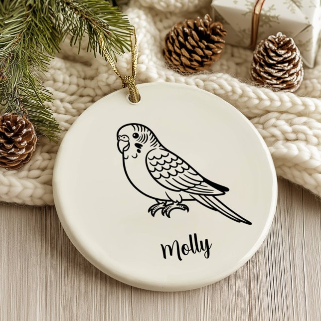 Personalised Parakeet Christmas Ceramic Tree Decoration (Creator Uploaded)