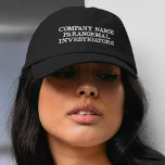 Personalised Paranormal Investigator Company Name<br><div class="desc">Add your company name to this personalised Paranormal Investigator hat. Simply edit the text area in the personalise section with your company name to create your own paranormal investigator company hat. This fully customisable hat is a great way to promote and advertise your paranormal business.</div>