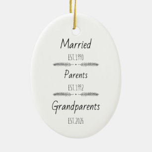 Personalised Parents Grandparents Est Custom Year Ceramic Tree Decoration