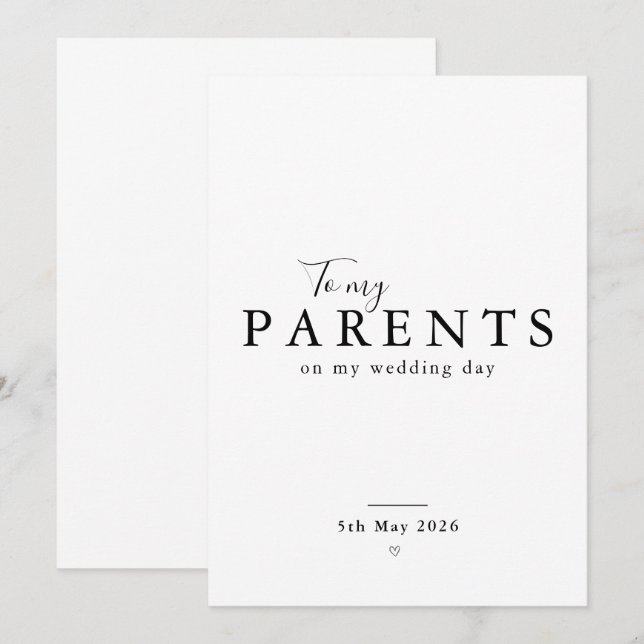 Personalised Parents Wedding Day Thank You Card (Front/Back)