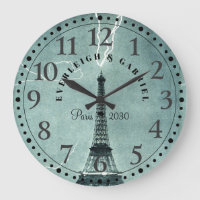 Personalised Paris Eiffel Tower Large Clock