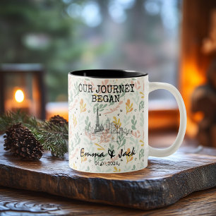 Personalised Paris Memory - Line Art Landmark Two-Tone Coffee Mug