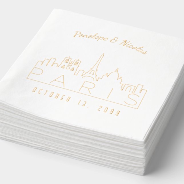 Personalised Paris Napkins Gold Foil (Detail)