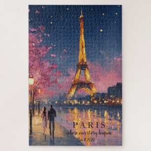 Personalised Paris Night Custom Quote Jigsaw Puzzle