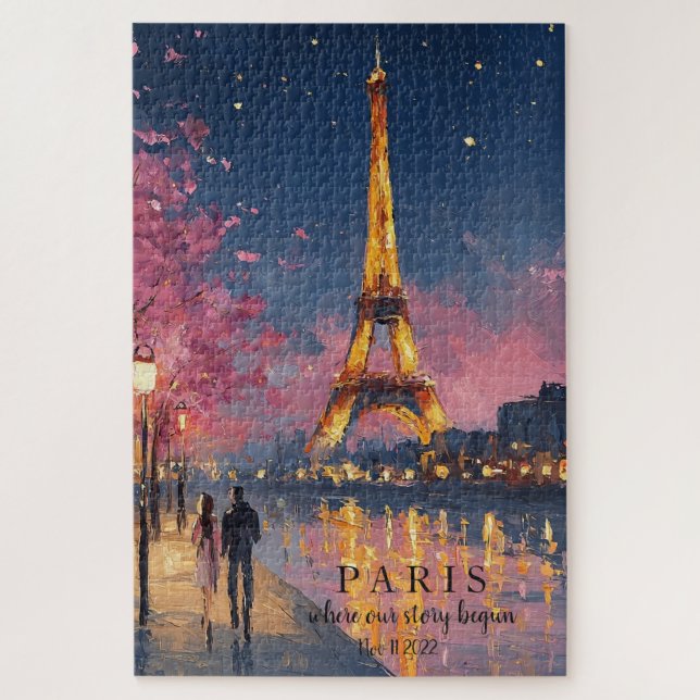 Personalised Paris Night | Custom Quote  Jigsaw Puzzle (Vertical)