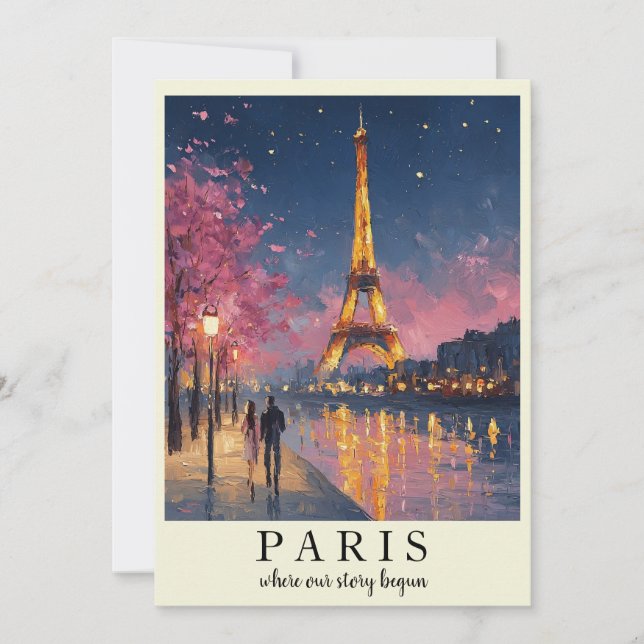 Personalised Paris Night Flat Card | Custom Quote  (Front)
