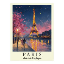 Personalised Paris Night Wall Art Poster 