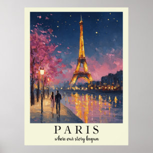 Personalised Paris Night Wall Art Poster