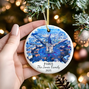 Personalised Paris Ornament, France Gift Ceramic Tree Decoration