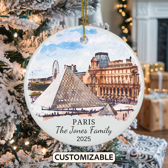 Personalised Paris Ornament, France, Louvre Ceramic Tree Decoration (Creator Uploaded)